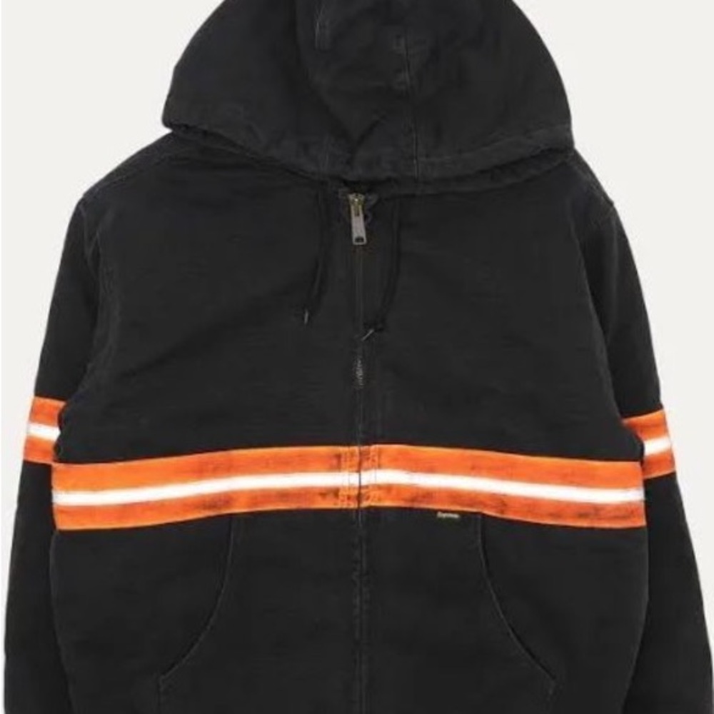 Black Hoodie with Orange Stripes